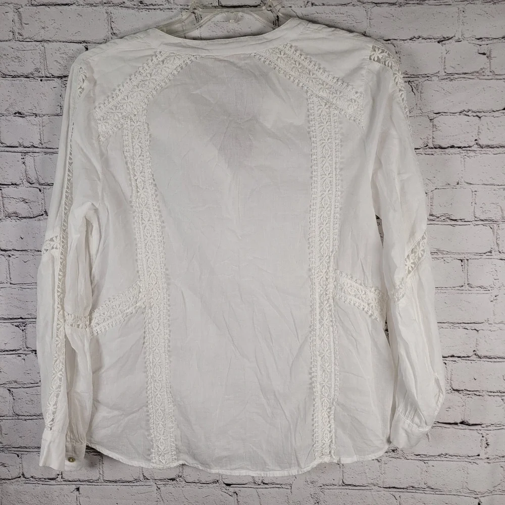 Soft Surroundings White‎ Embroidered Crochet Tunic Top Blouse Bohemian Large - Picture 3 of 7